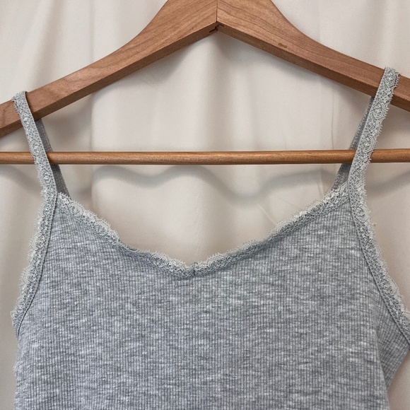 h&m girl ribbed camisoles lace v-neck bundle of 2 gray white 12-14y - Picture 7 of 8